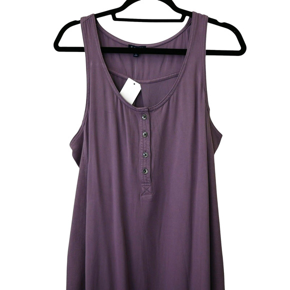 Splendid Purple Henley Tank Dress Viscose Size Small Scoop Neck - Picture 3 of 6